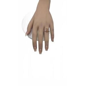 Elegant Vintage Style Rose Gold plated Ring with Emerald Cut Stone Size 6